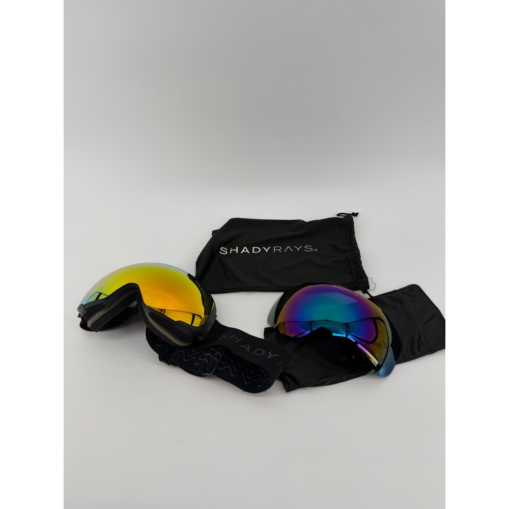 Shady Rays Frontier Snow Goggles Black Magnetic Lenses Orange Blue Iridescent